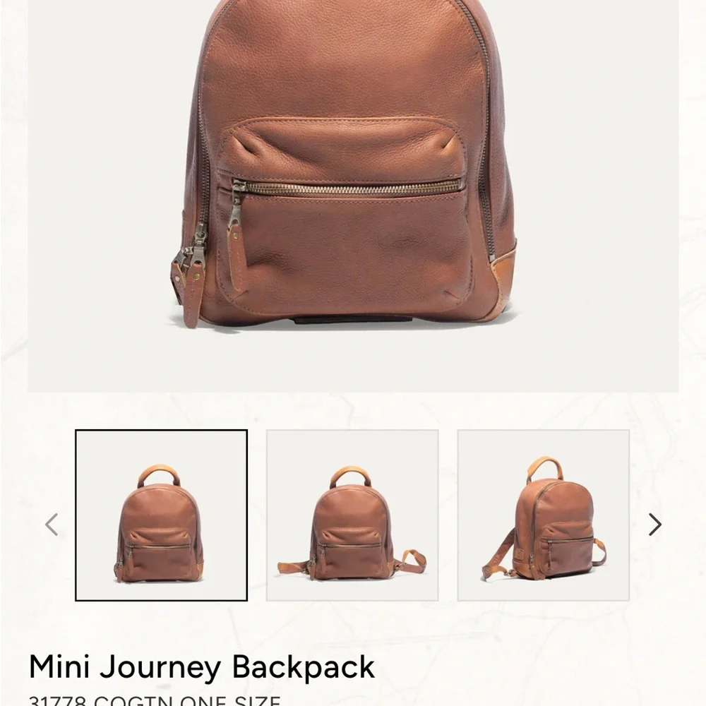 Will Leather Goods Mini Journey Backpack EUC Dark Cognac 100%‎ Genuine